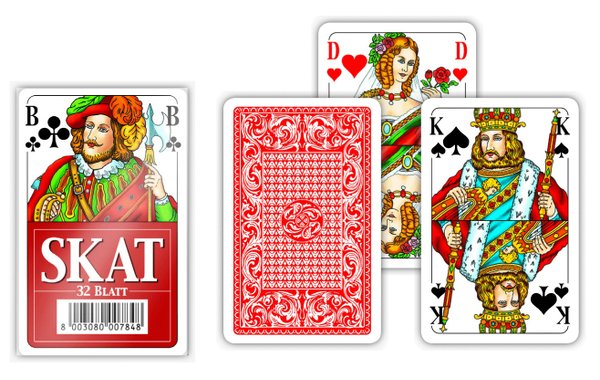 1x Modiano Skat Spielkarten aus 100% Plastik in rot