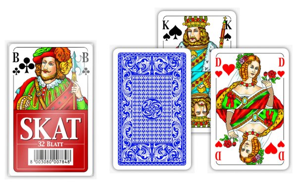 1x Modiano Skat Spielkarten aus 100% Plastik in blau