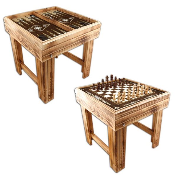Backgammon und Schach Tisch Walnuss